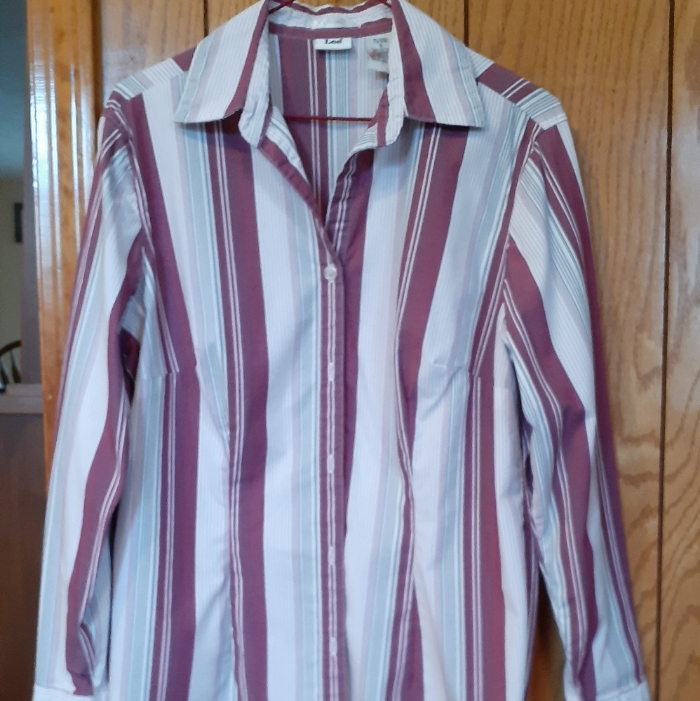 Maroon and white blouse